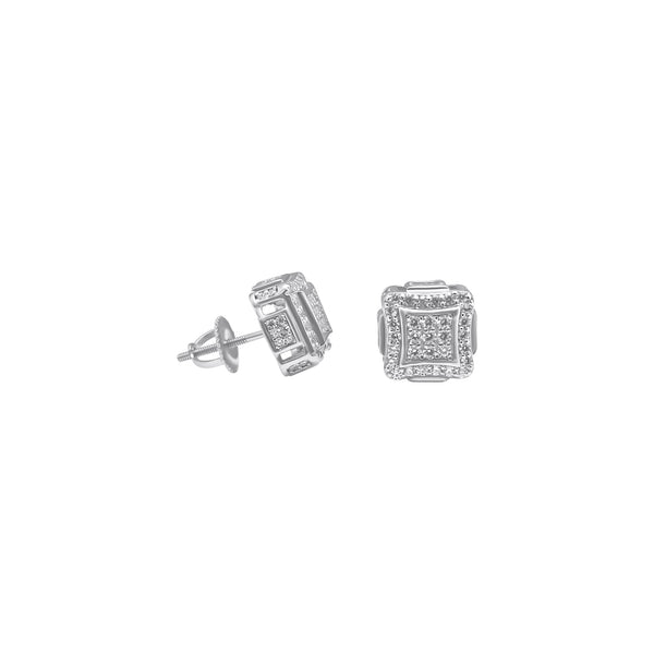 Sterling Silver Square CZ Screwback Studs (9.5mm)