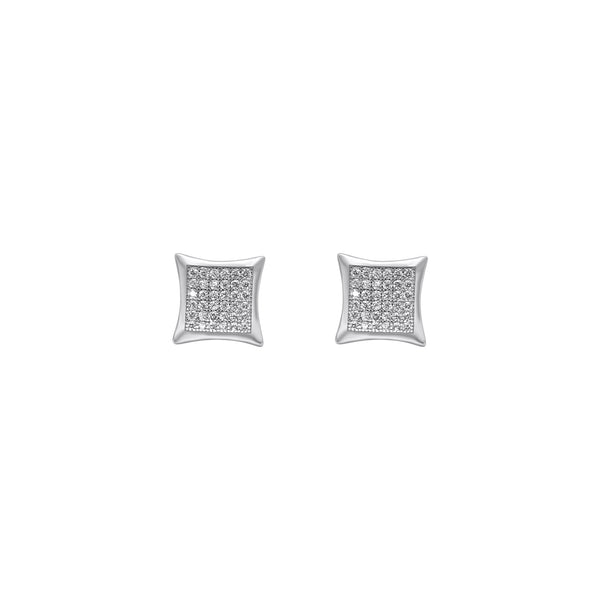 Sterling Silver Square Concave CZ Screwback Studs (10mm)