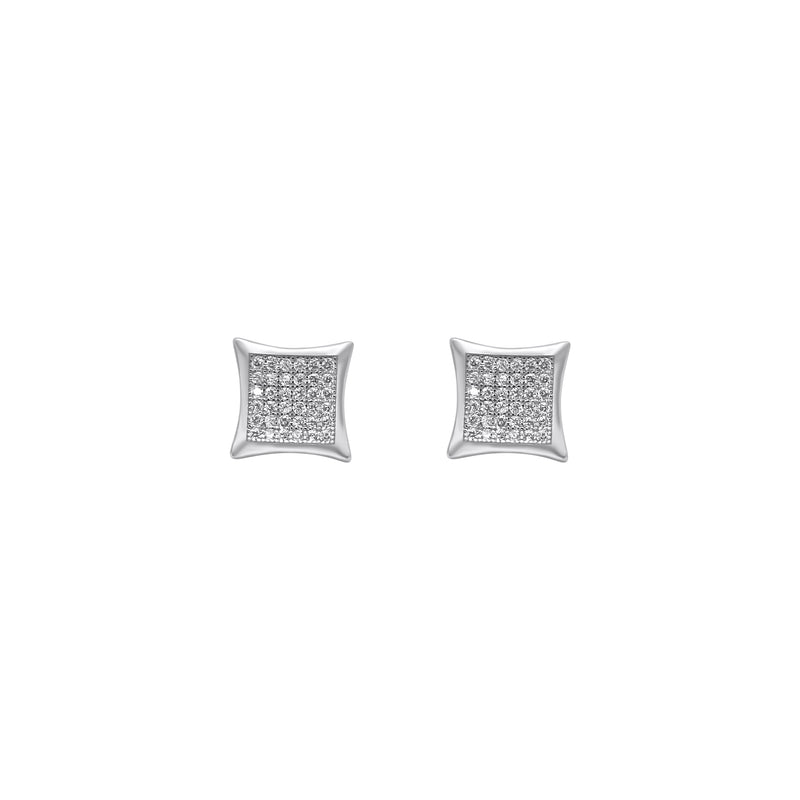Sterling Silver Square Concave CZ Screwback Studs (10mm)