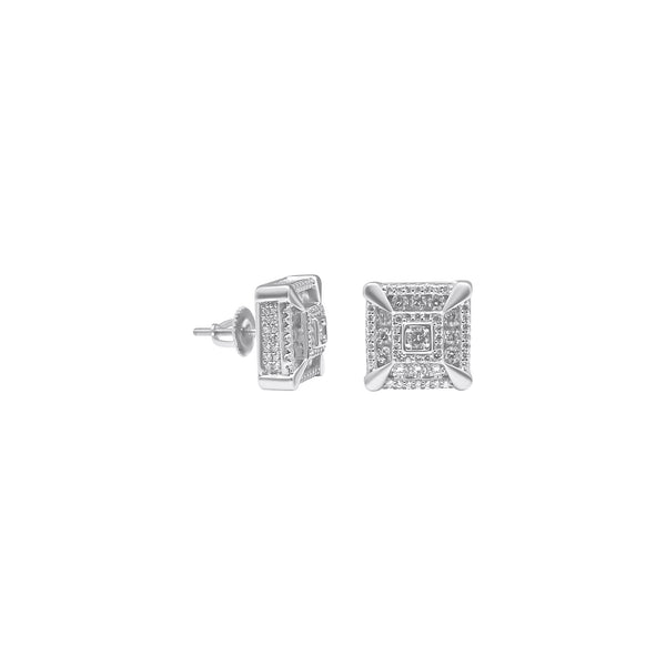 Sterling Silver Square CZ Screwback Studs (12.5mm)