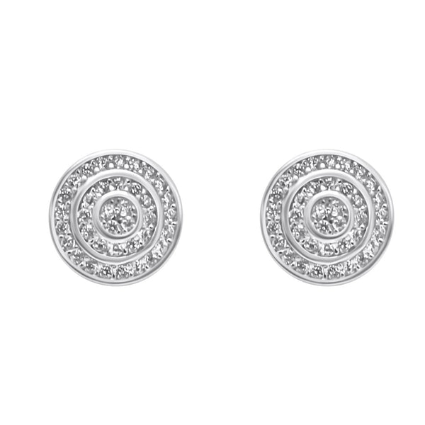 Sterling Silver Round CZ Screwback Studs (9mm)