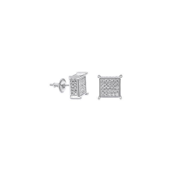 Sterling Silver Square CZ Screwback Studs (10mm)