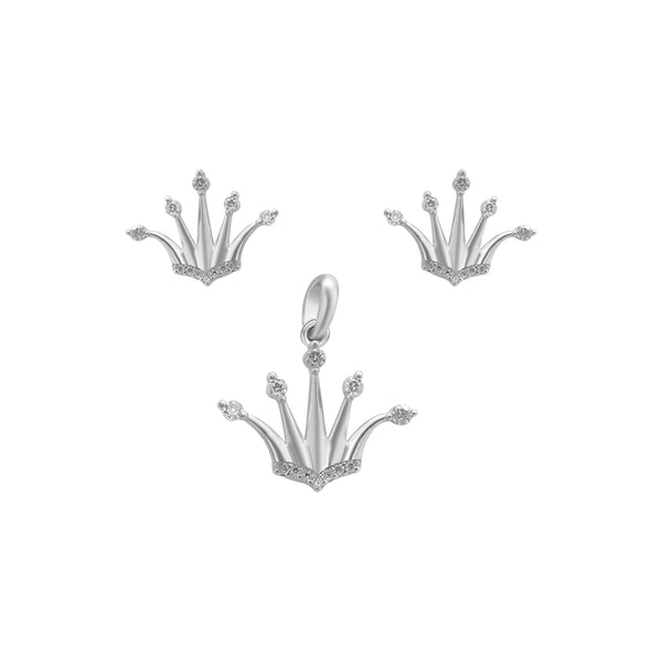 Sterling Silver Crown Pendant/Earring Set