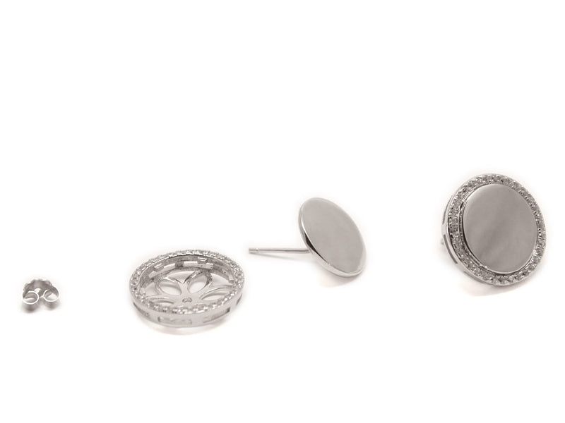 Sterling Silver interchangeable Earrings comes with Engrave Disc and Pearl Stud - Atlanta Jewelers Supply