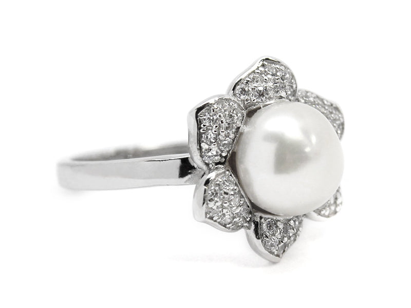 Sterling Silver Flower Design Pearl Ring - Atlanta Jewelers Supply