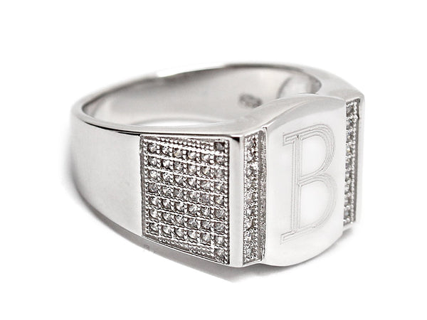 Sterling Silver Rectantangle Engravable Men's Ring - Atlanta Jewelers Supply