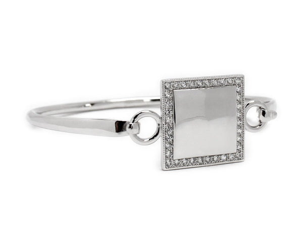 Engravable Cz Princess Square Bangle Bracelet - Atlanta Jewelers Supply