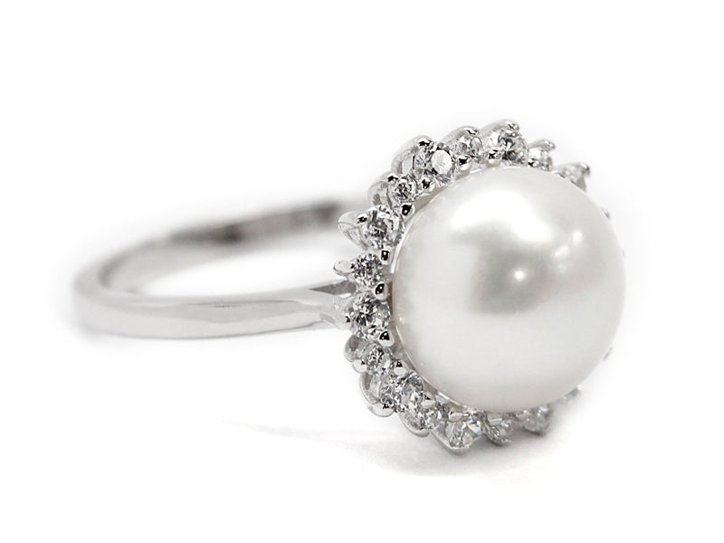 Sterling Silver Pearl Ring With CZs Around Pearl - Atlanta Jewelers Supply