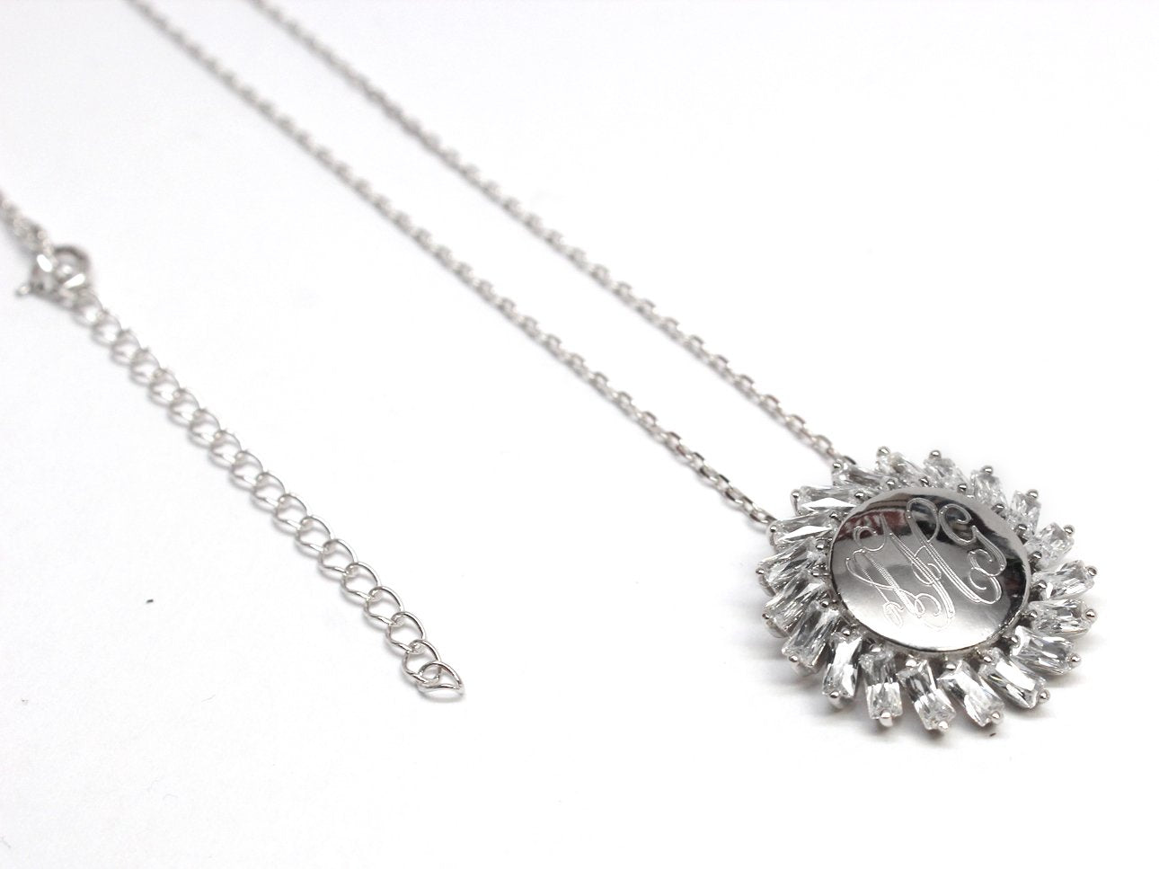 Stunning Sterling Silver CZ Engravable Sun Necklace With Your Choice Of Initials - Atlanta Jewelers Supply