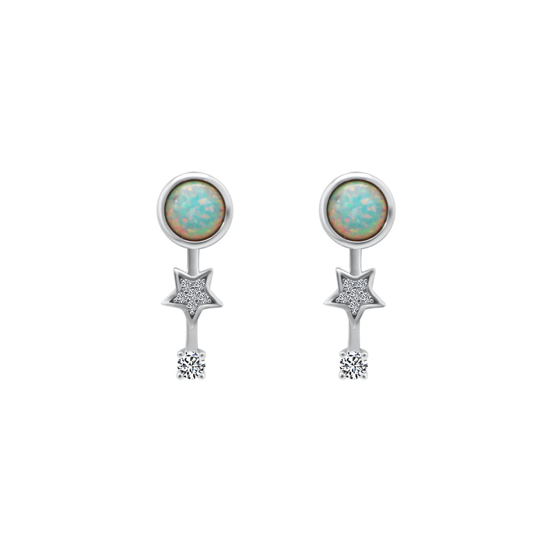 White Opal Star Earrings