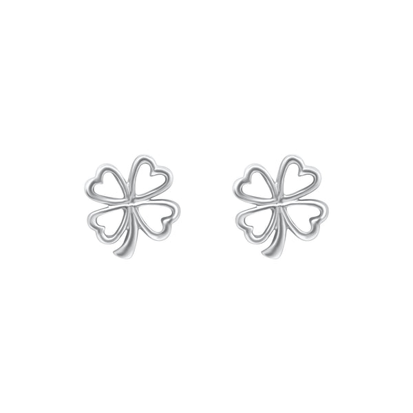 Sterling Silver 4 Leaf Clover Heart Earrings