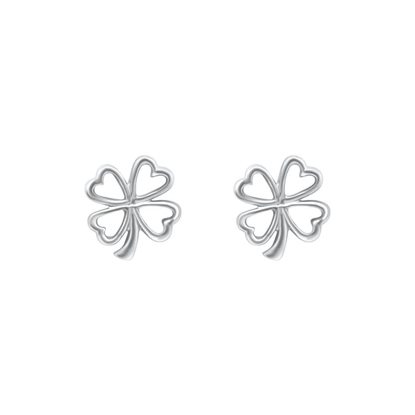 Sterling Silver 4 Leaf Clover Heart Earrings