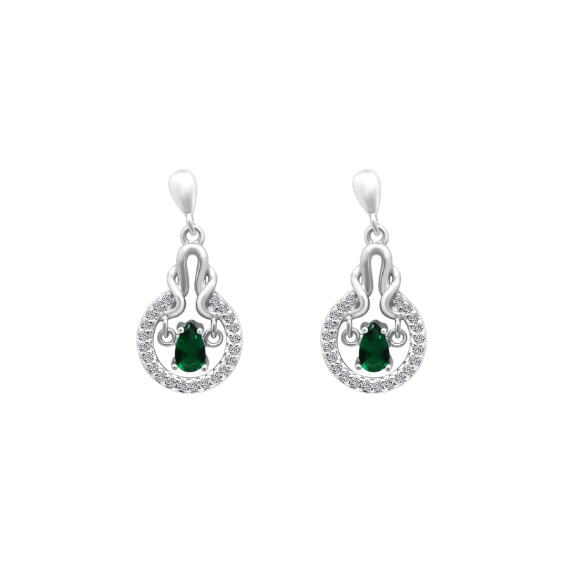 Sterling Silver CZ Earrings Green Gemstone Earrings