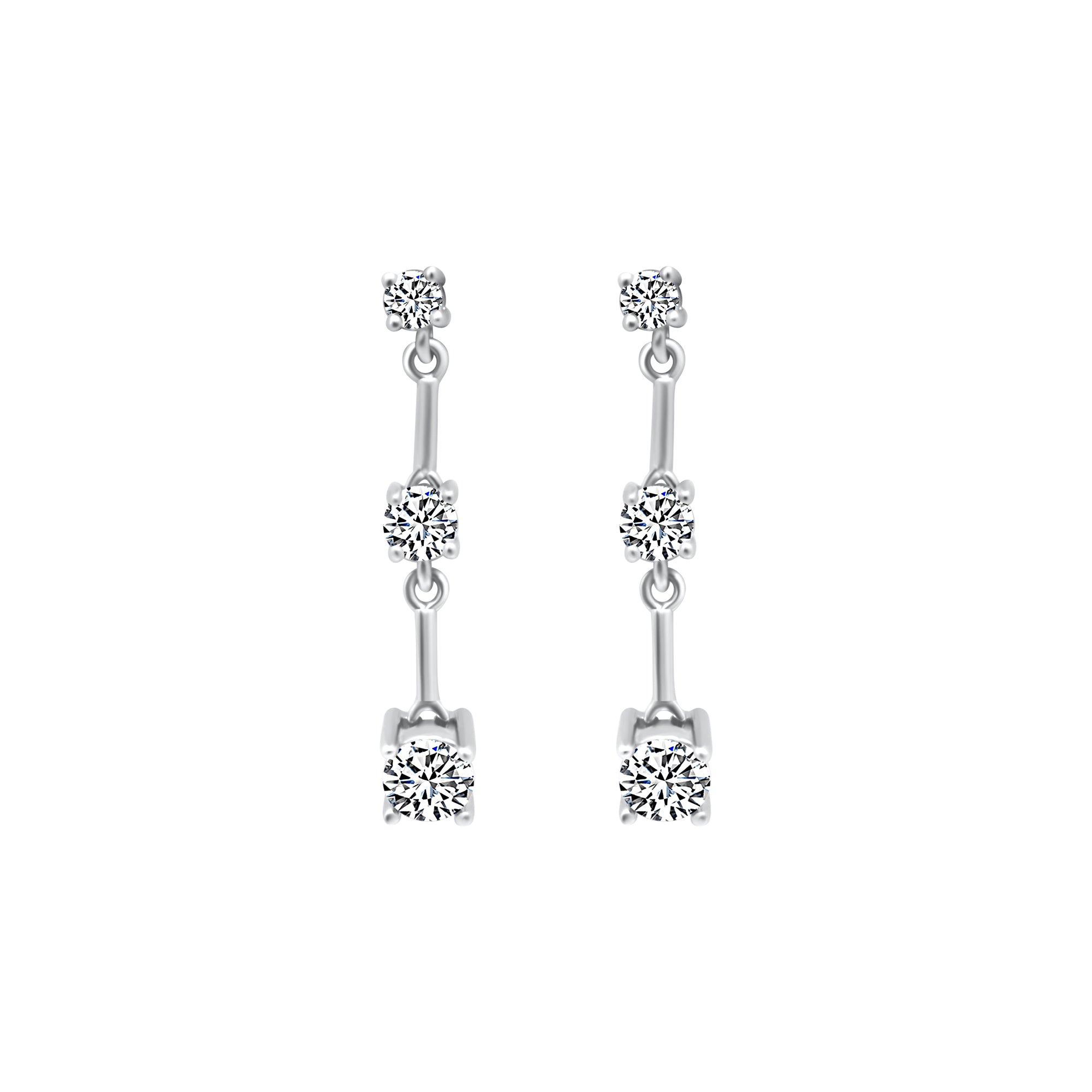 Sterling Silver 3 Stone Dangle Earrings (large)