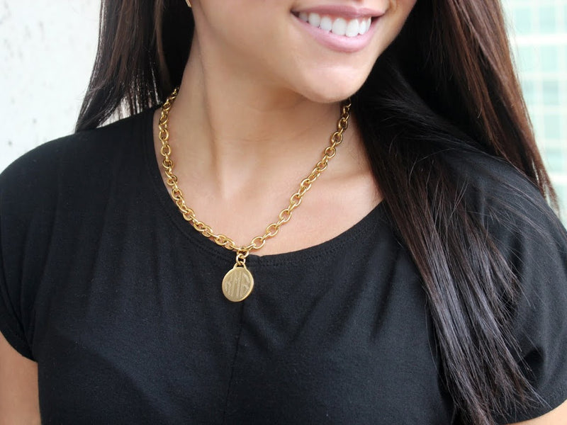 Stainless SteelTiffany Style Round disc Charm Necklace - Atlanta Jewelers Supply