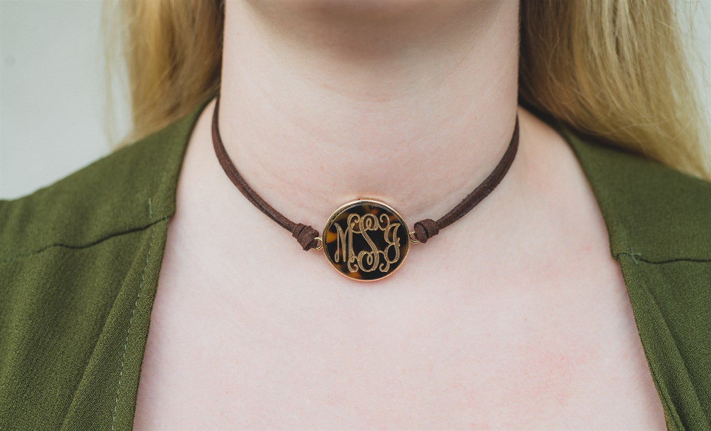 Fashion Suede Choker With An Engravable  Disc Necklaces Available 3 Colors - Atlanta Jewelers Supply