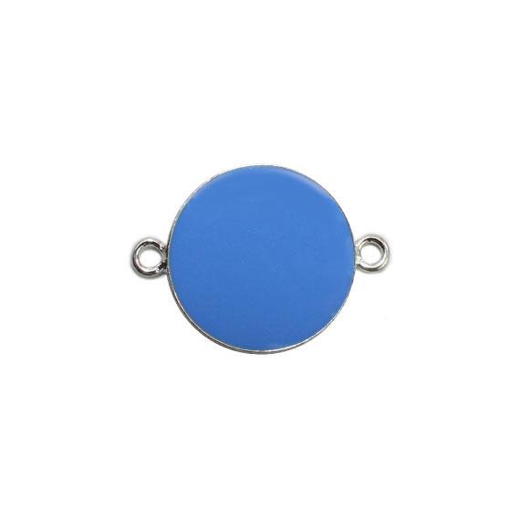 Non-Silver 21Mm Carolina Blue Vinyl Circle Silver Color Findings - Atlanta Jewelers Supply