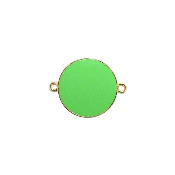 Non-Silver 21Mm Lime Green Vinyl Circle Gold Color Findings - Atlanta Jewelers Supply