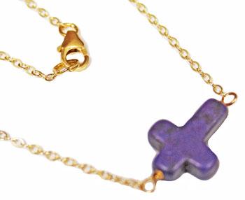 Elegant Sideways Cross Necklaces With Purple Stone Cross - Atlanta Jewelers Supply