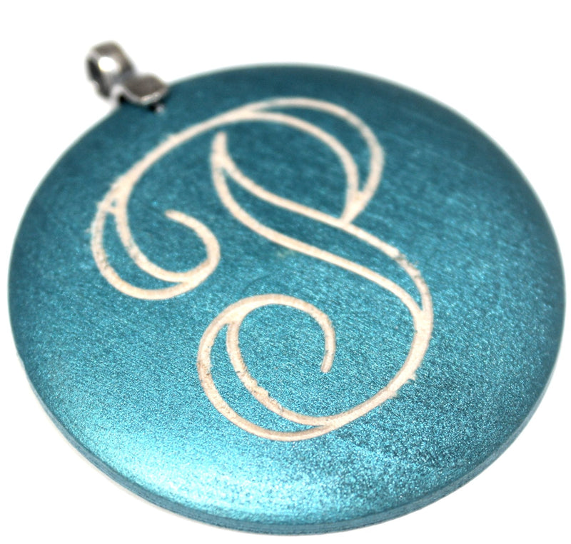Fashion Engaravble Round Blue Matte Finish Wood Pendant - Atlanta Jewelers Supply