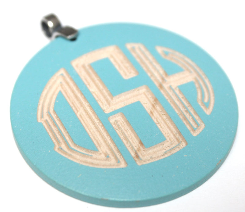 Fashion Engaravble Round Baby Blue Wood Pendant - Atlanta Jewelers Supply