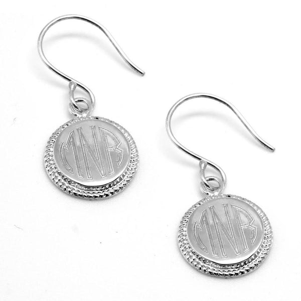 Engravable German Silver Circle Earrings With Rope Design Border - Atlanta Jewelers Supply