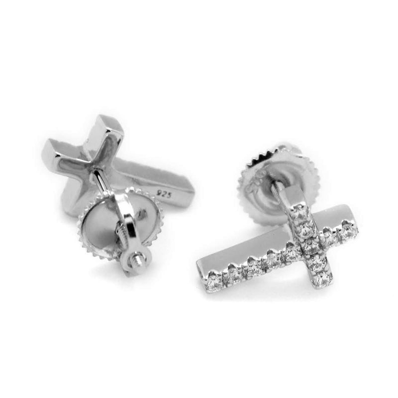Sterling Silver Cross Micropave CZ Post Earrings - Atlanta Jewelers Supply