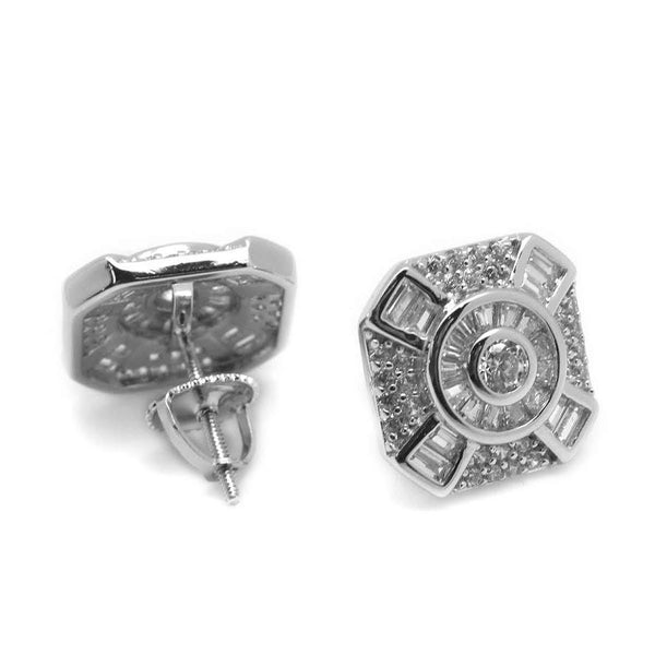 Micropave Octagon Post Earrings - Atlanta Jewelers Supply