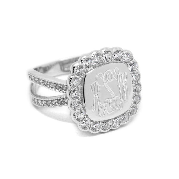 Elegant Engravable Sterling Silver CZ Single Split Band Ring - Atlanta Jewelers Supply