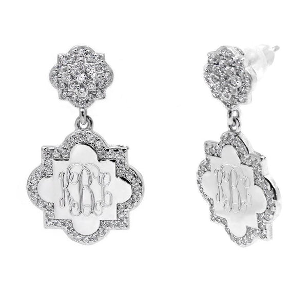 Sterling Silver Dangle Quatrefoil CZ Earring - Atlanta Jewelers Supply