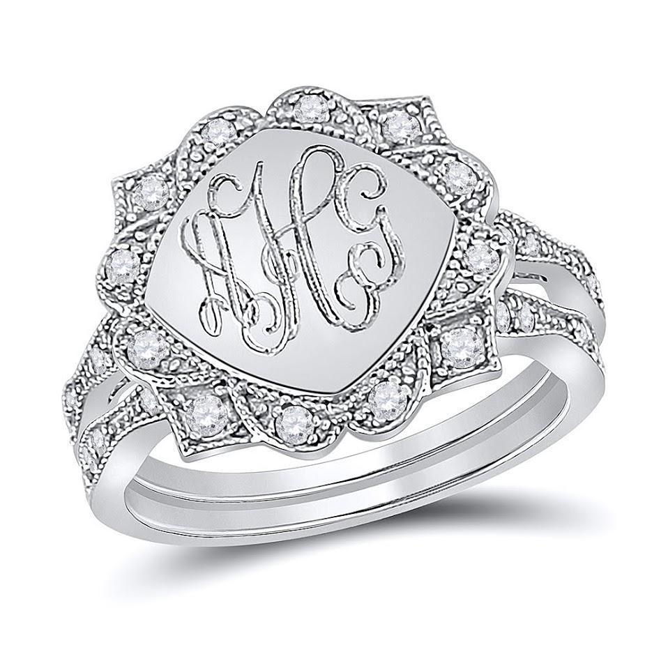 Sterling Silver Double Band Stack Flower Engravable Ring - Atlanta Jewelers Supply