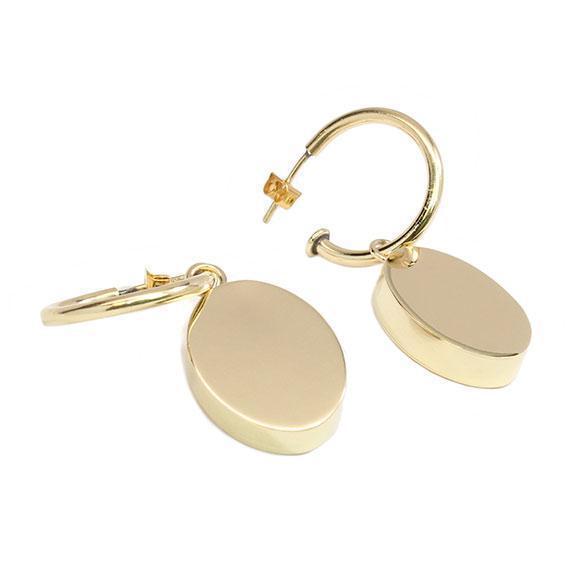 Engravable German Silver Gold Colored Oval Earrings - Atlanta Jewelers Supply
