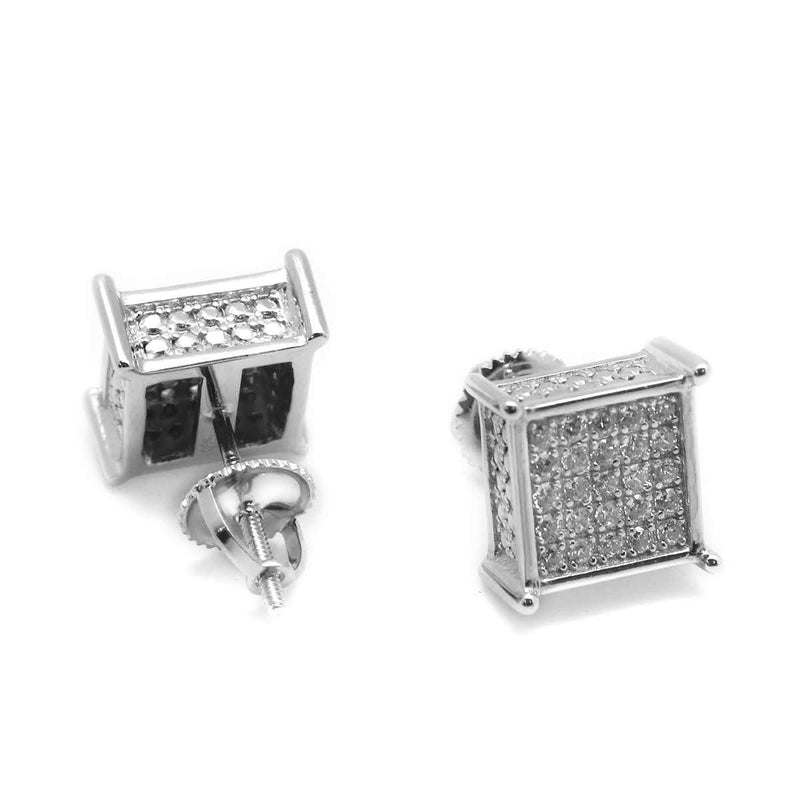 Micropave Square Boxy Post Earrings - Atlanta Jewelers Supply
