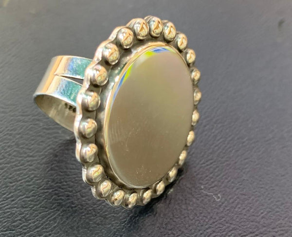 Sterling Silver Engravable Beaded Round Trim Designed Ring with split band - Atlanta Jewelers Supply