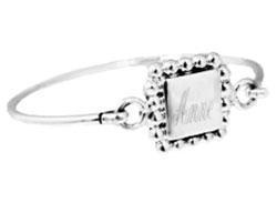 German Silver Engravable Square Baby Bracelet with Beaded Trim - Atlanta Jewelers Supply