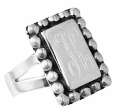 Sterling Silver Small Rectangular Engravable Beaded Trim Design - Atlanta Jewelers Supply