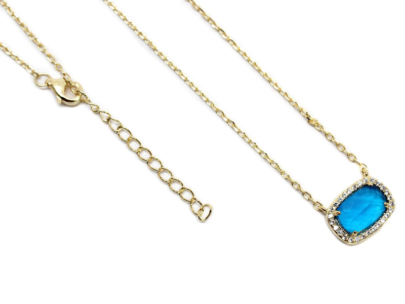 Sterling Silver Designer Inspired Gem Stone Necklace