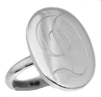 Sterling Silver Large Oval Engravable Ring With Thin Band - Atlanta Jewelers Supply