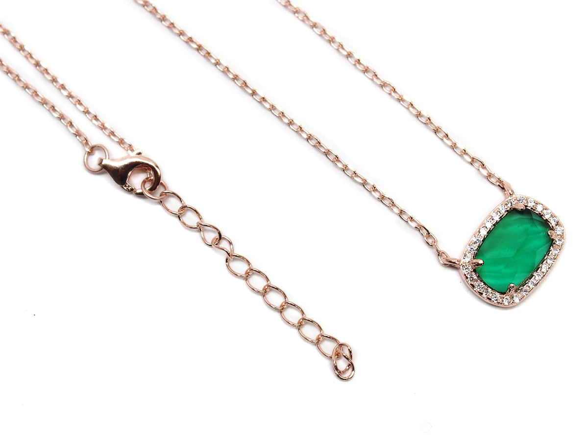 Sterling Silver Designer Inspired Gem Stone Necklace