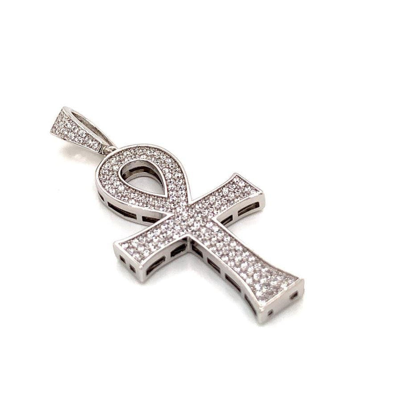 FLAT ANK CZ STERLING SILVER CZ CROSS PENDANT - Atlanta Jewelers Supply