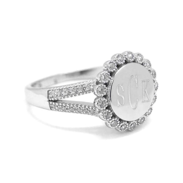 Alluring Engravable Layra Round CZ Ring with Split Band - Atlanta Jewelers Supply