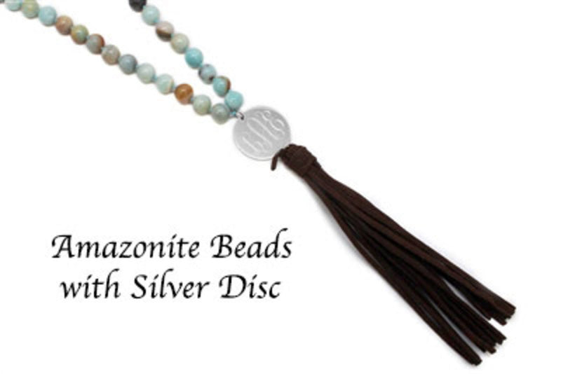 Beaded Suede Tassel Necklaces With Engraved Stainless Steel Disc In Gold Or Silver - Atlanta Jewelers Supply