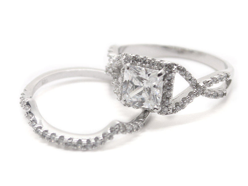 Sterlin Silver Square Cut Wedding Ring Set - Atlanta Jewelers Supply