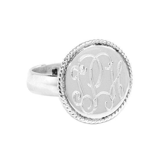 Sterling Silver Round Engravable Ring With Braided Trim & Thick Band - Atlanta Jewelers Supply