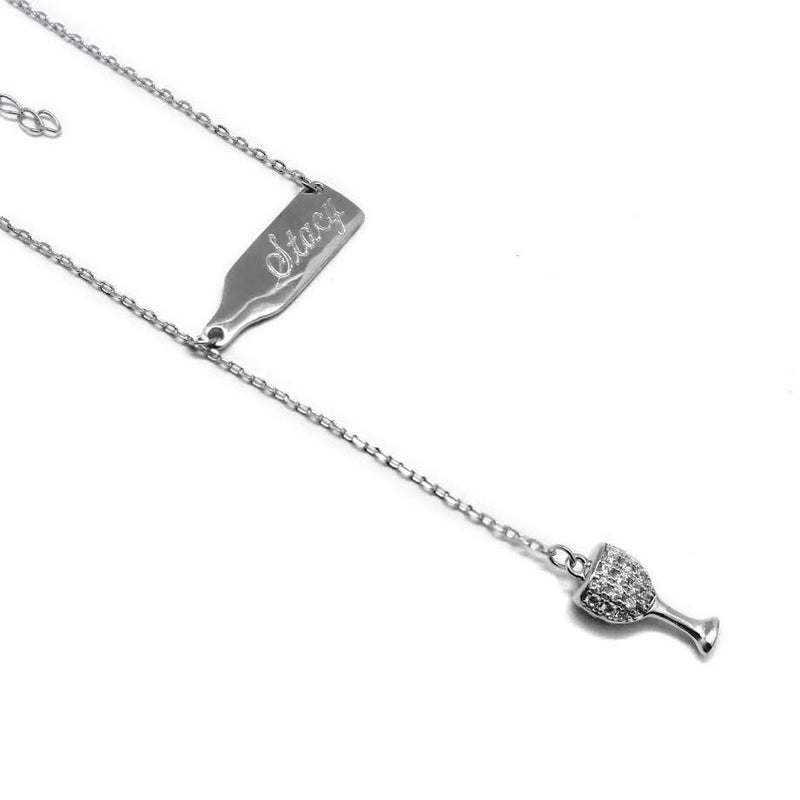 Sterling Silver Wine Drop Cz Necklace - Atlanta Jewelers Supply