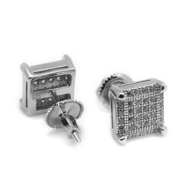 Sterling Silver Square Lattice CZ Micropave Post Earrings - Atlanta Jewelers Supply