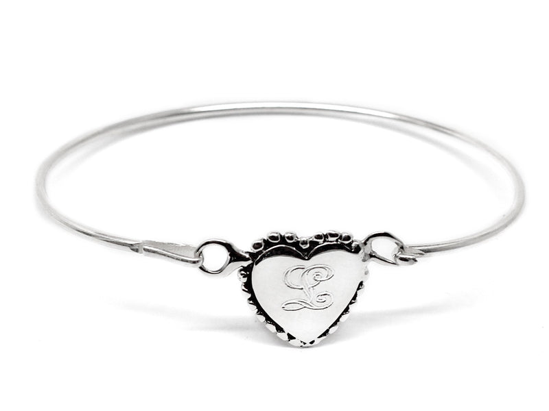 Sterling Silver Engravable Beaded Heart Disc Baby Bracelet - Atlanta Jewelers Supply