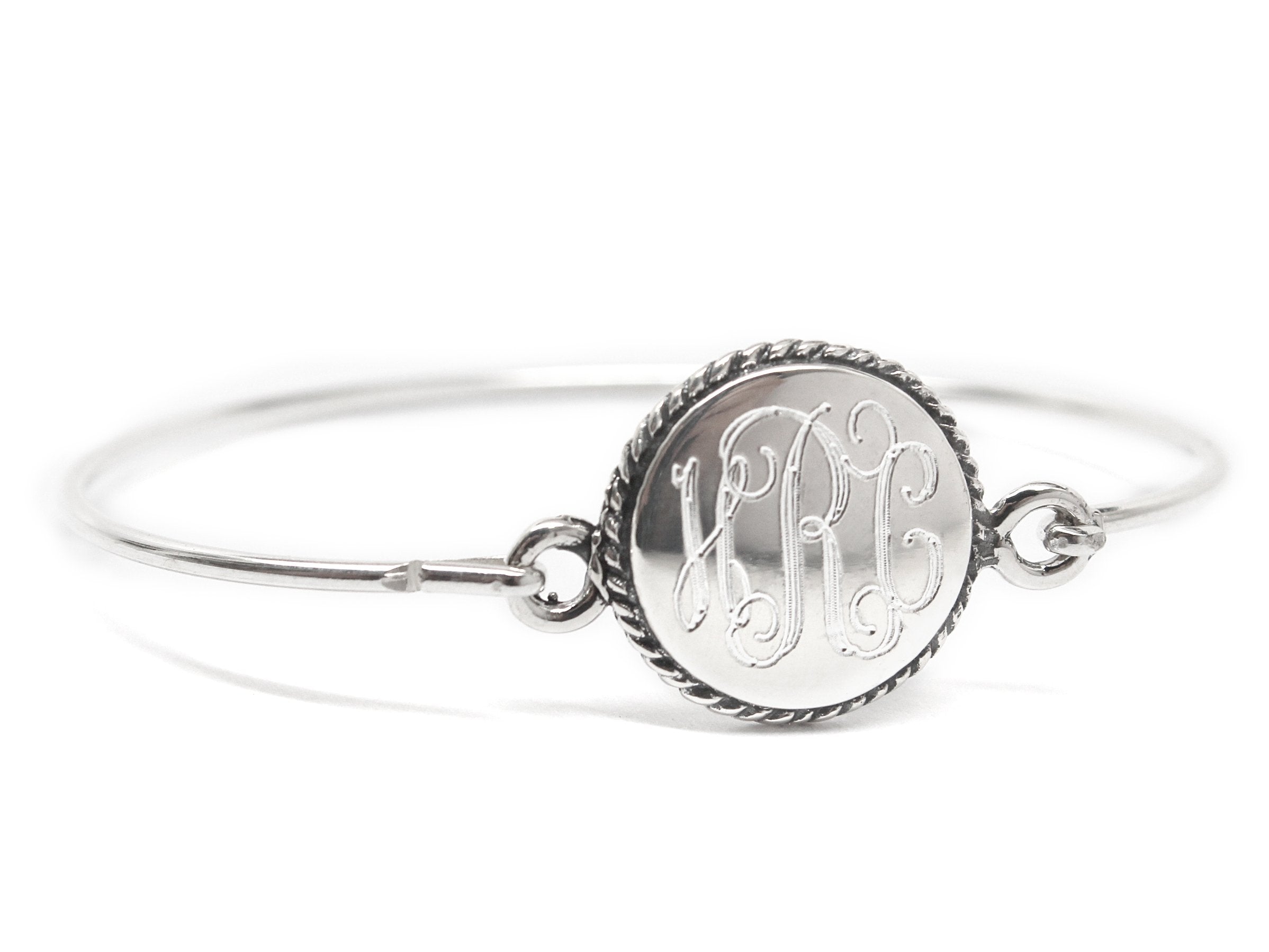 Sterling Silver Engravable Rope Circle Disc Baby Bracelet - Atlanta Jewelers Supply