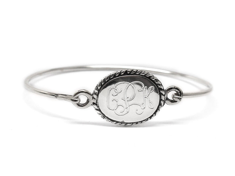 Sterling Silver Engravable Oval Rope Disc Baby Bracelet - Atlanta Jewelers Supply