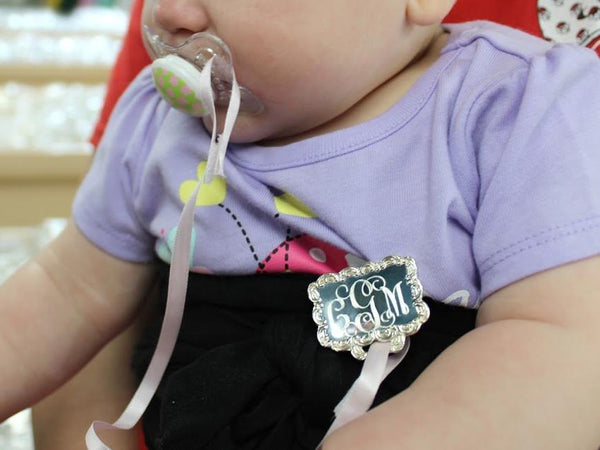 Non Silver Engravable Rectangle and Oval Pacifier Holder - Atlanta Jewelers Supply